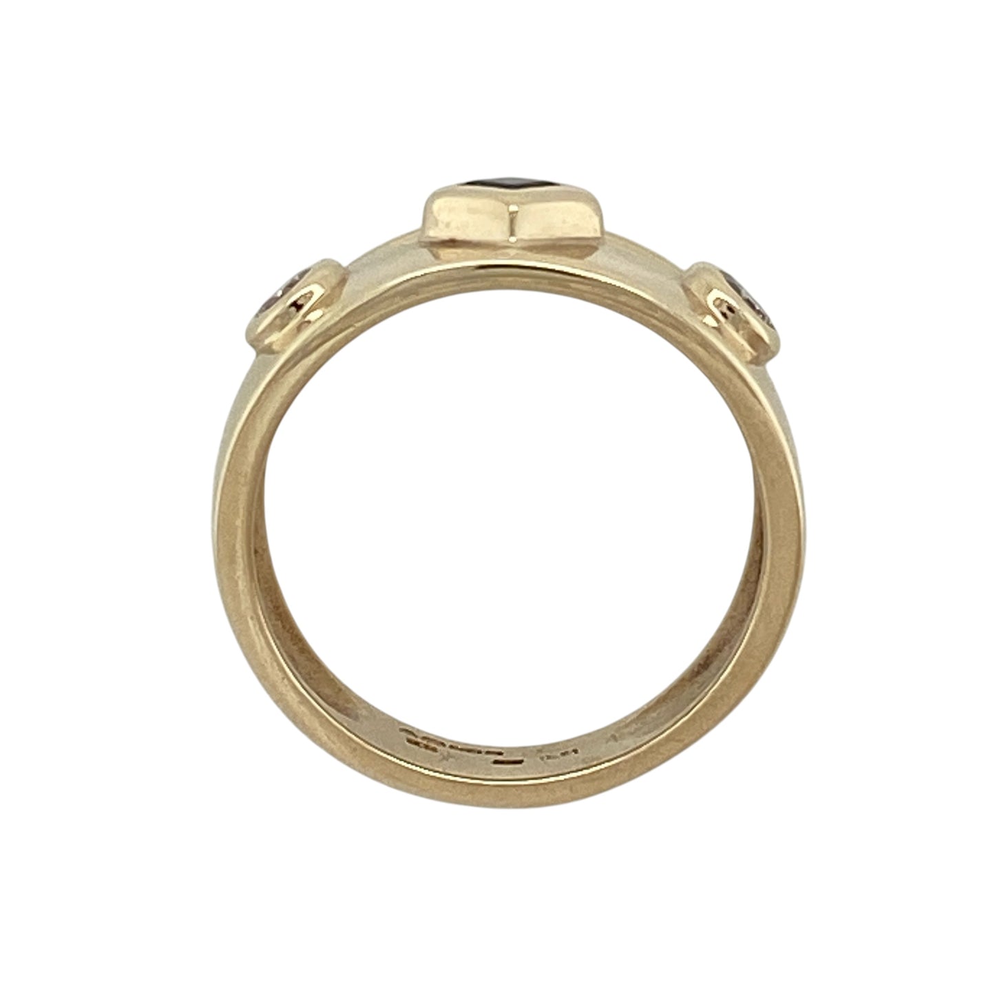 9ct Gold Diamond & Sapphire Wide Band Ring