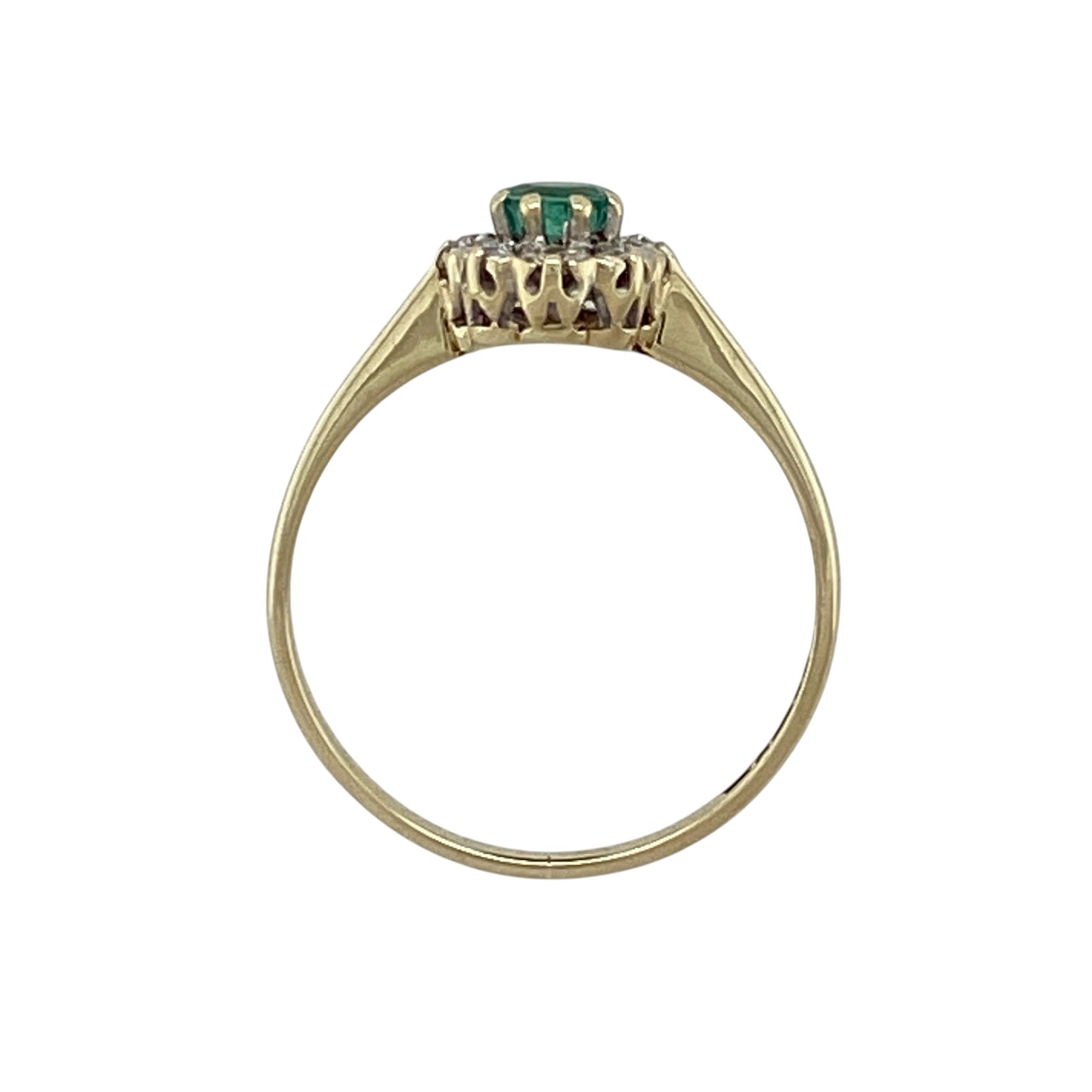 9ct Gold Diamond & Emerald Cluster Ring