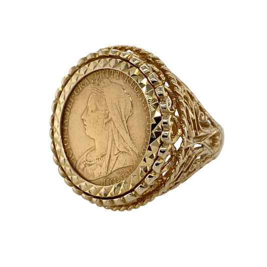 9ct Gold Mount Ring with 22ct Half Sovereign