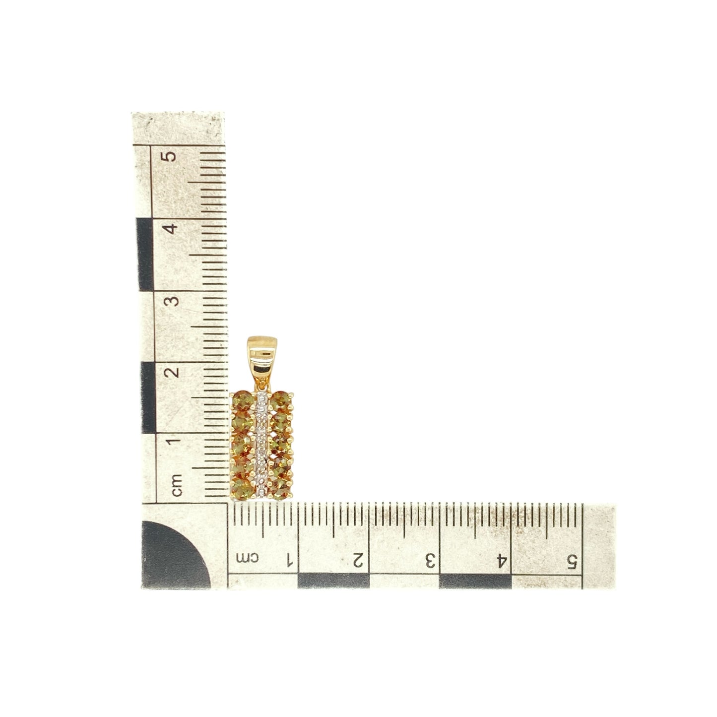9ct Gold & Green/Brown Stone Rectangle Pendant