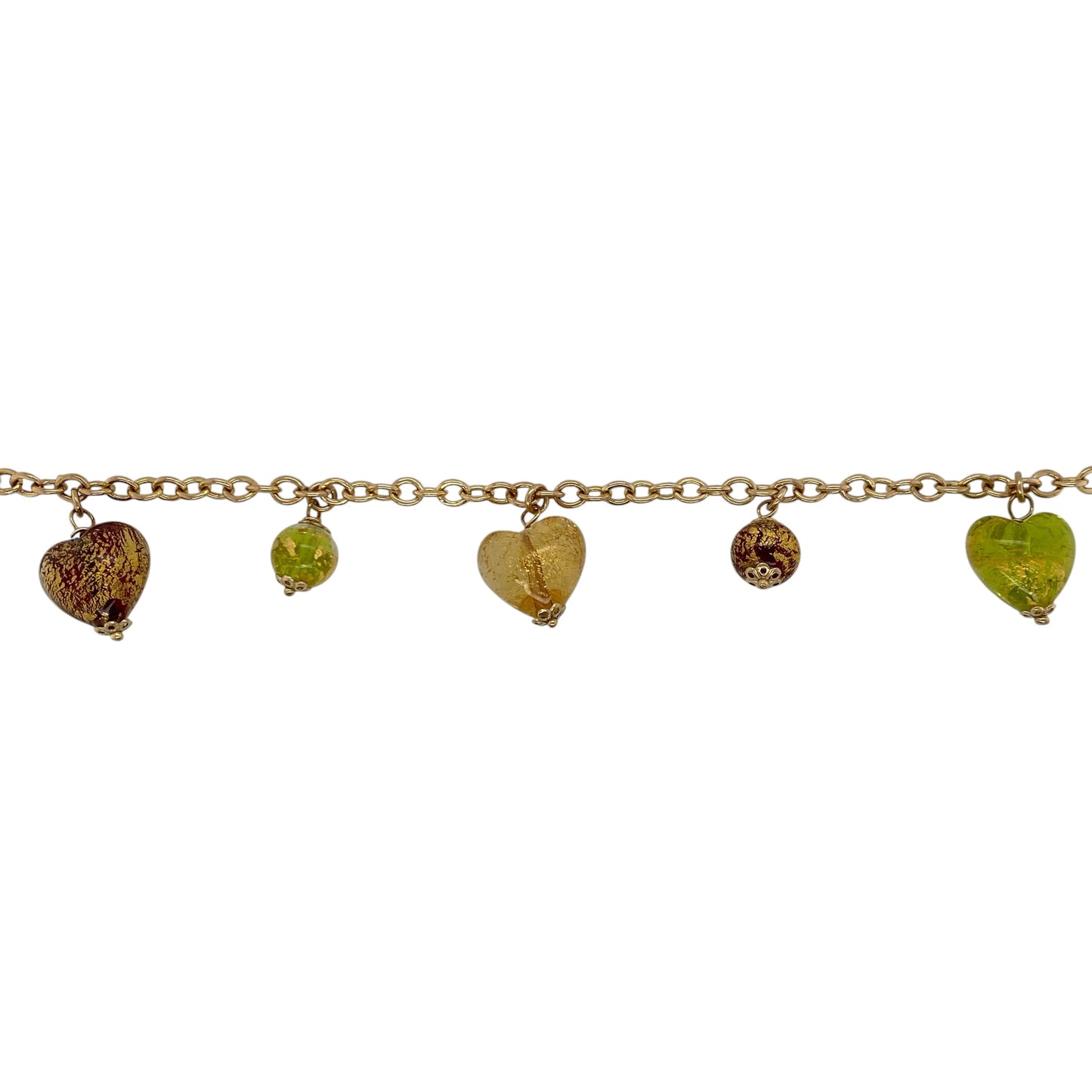 9ct Gold 7.5" Glass Style Bead Bracelet