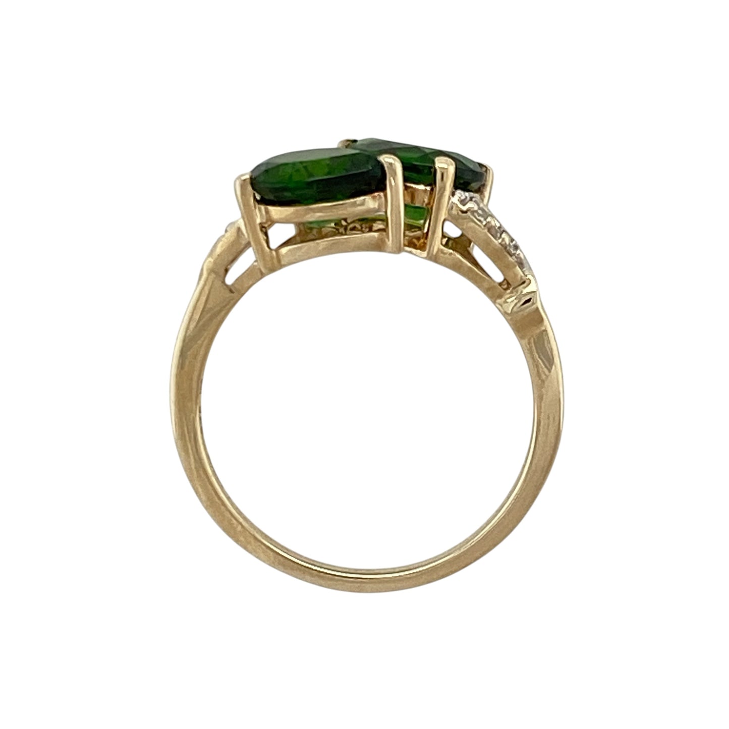 9ct Gold Diamond & Chrome Diopside Double Twist Ring