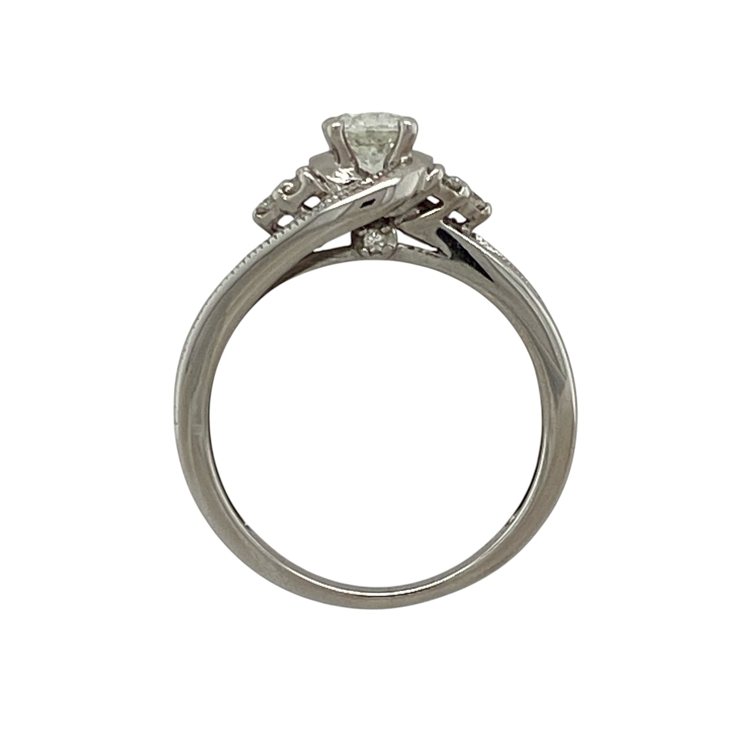 9ct White Gold & Diamond Twist Solitaire Ring
