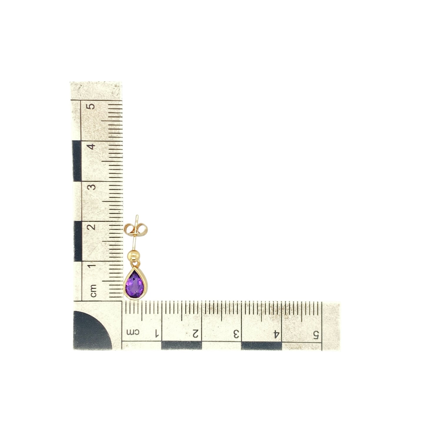 9ct Gold & Amethyst Teardrop Drop Earrings