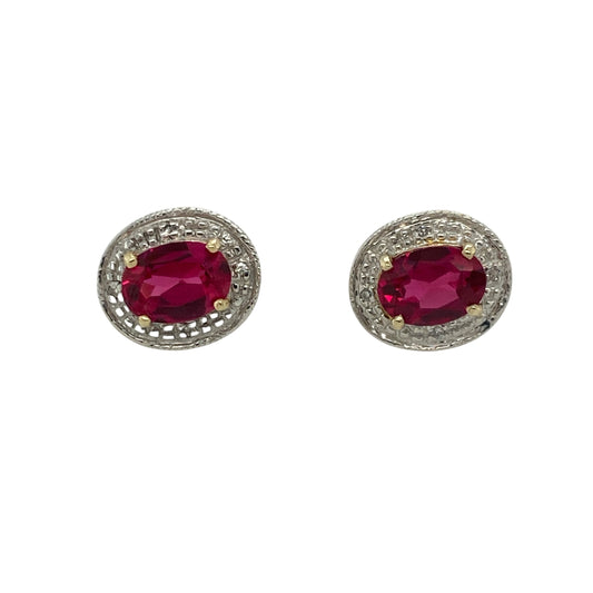 Add a timeless splash of colour to your jewellery collection with these beautiful pre-owned 9ct yellow gold diamond and ruby oval cluster stud earrings. Featuring rich oval rubies surrounded by sparkling diamonds, these elegant earrings are perfect for everyday wear or special occasions. Ruby is the birthstone for July, making these studs a thoughtful gift for a July birthday.