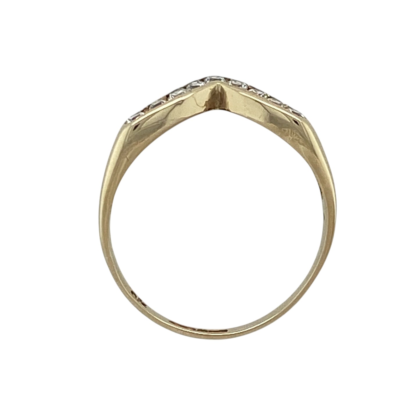 9ct Gold & Cubic Zirconia Wishbone Ring