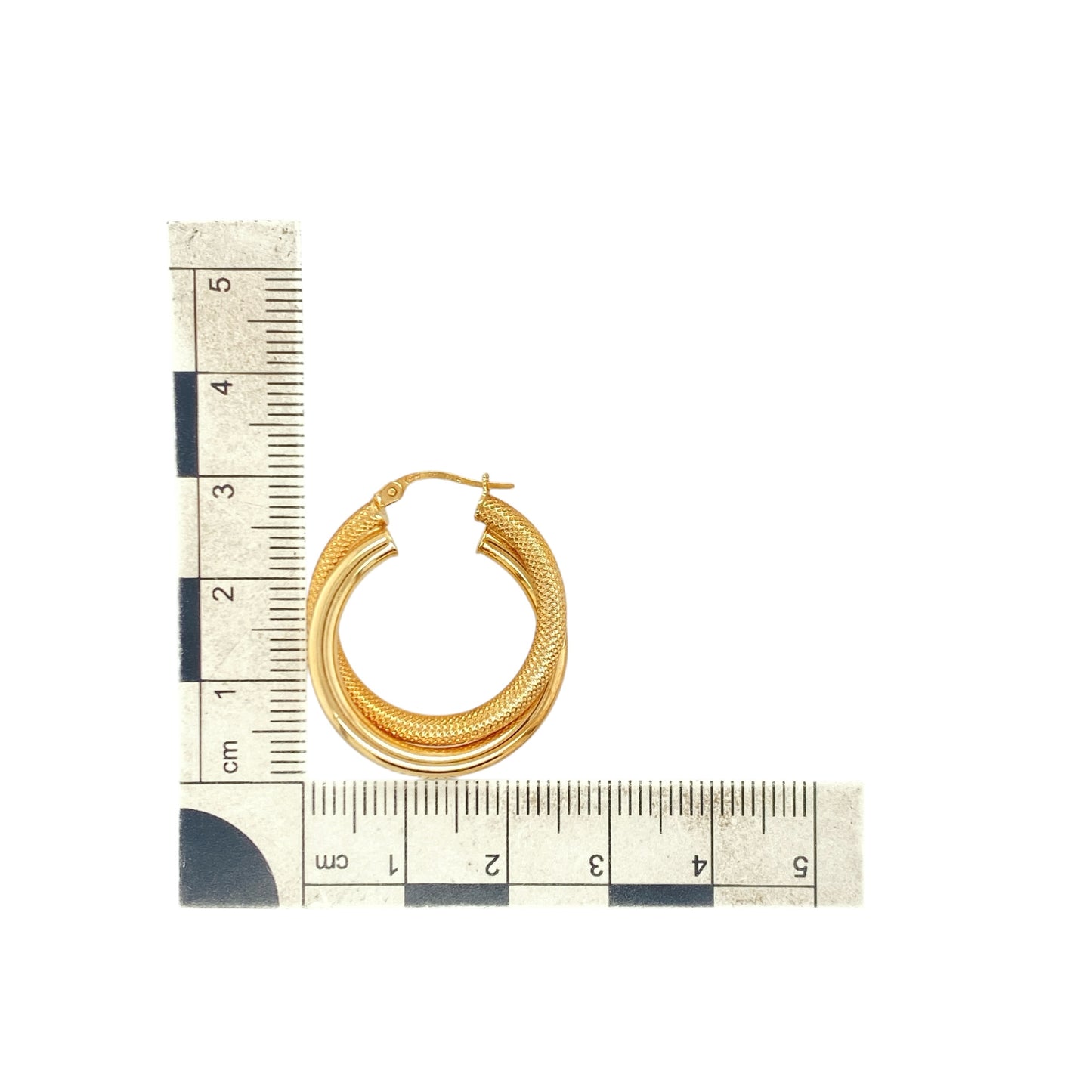 9ct Gold Textured Double Hoop Creole Earrings