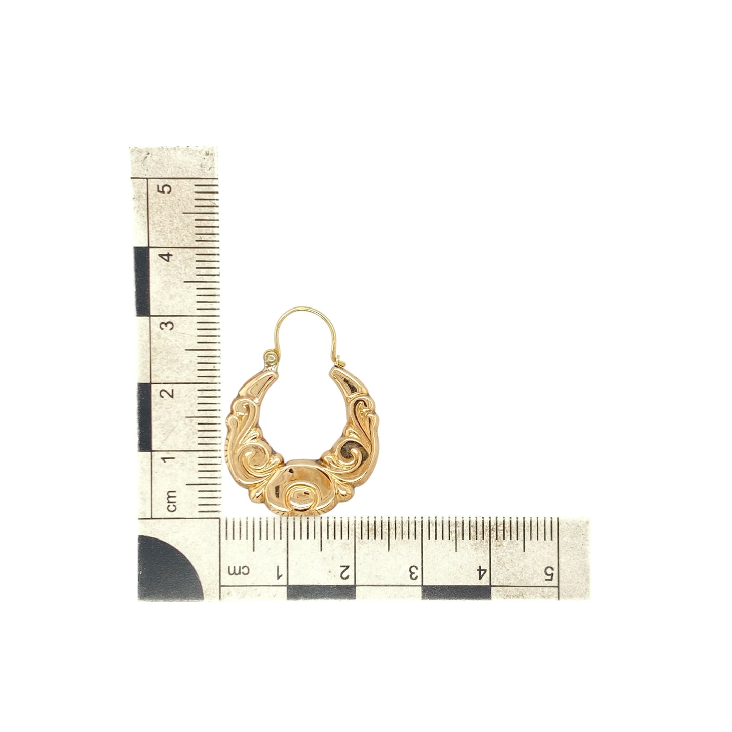 9ct Gold Patterned Vintage Style Creole Earrings