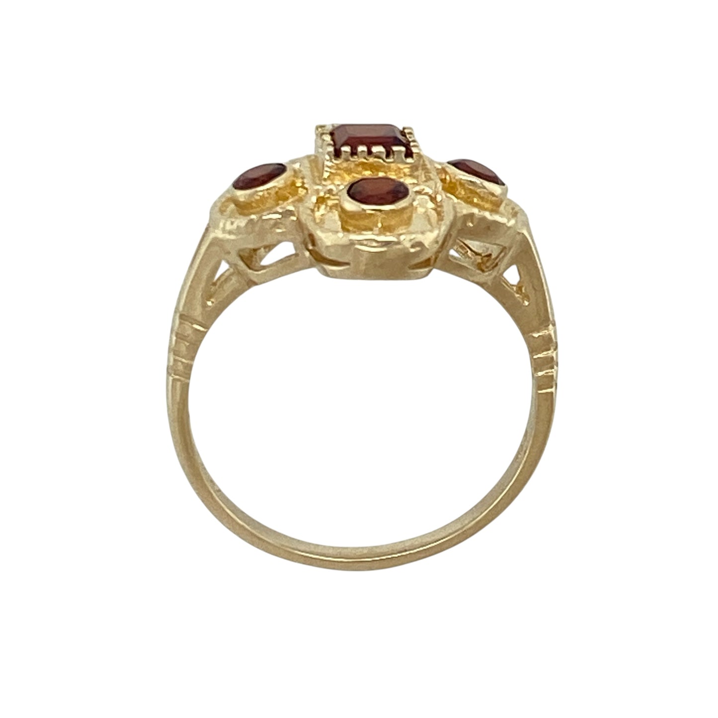 9ct Gold & Garnet Flower Style Ring