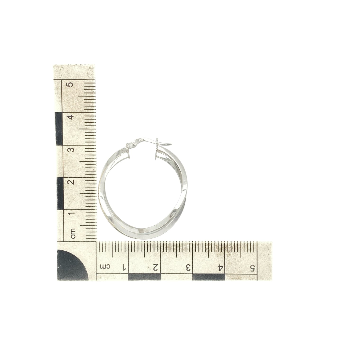 9ct White Gold Crossover Hoop Creole Earrings