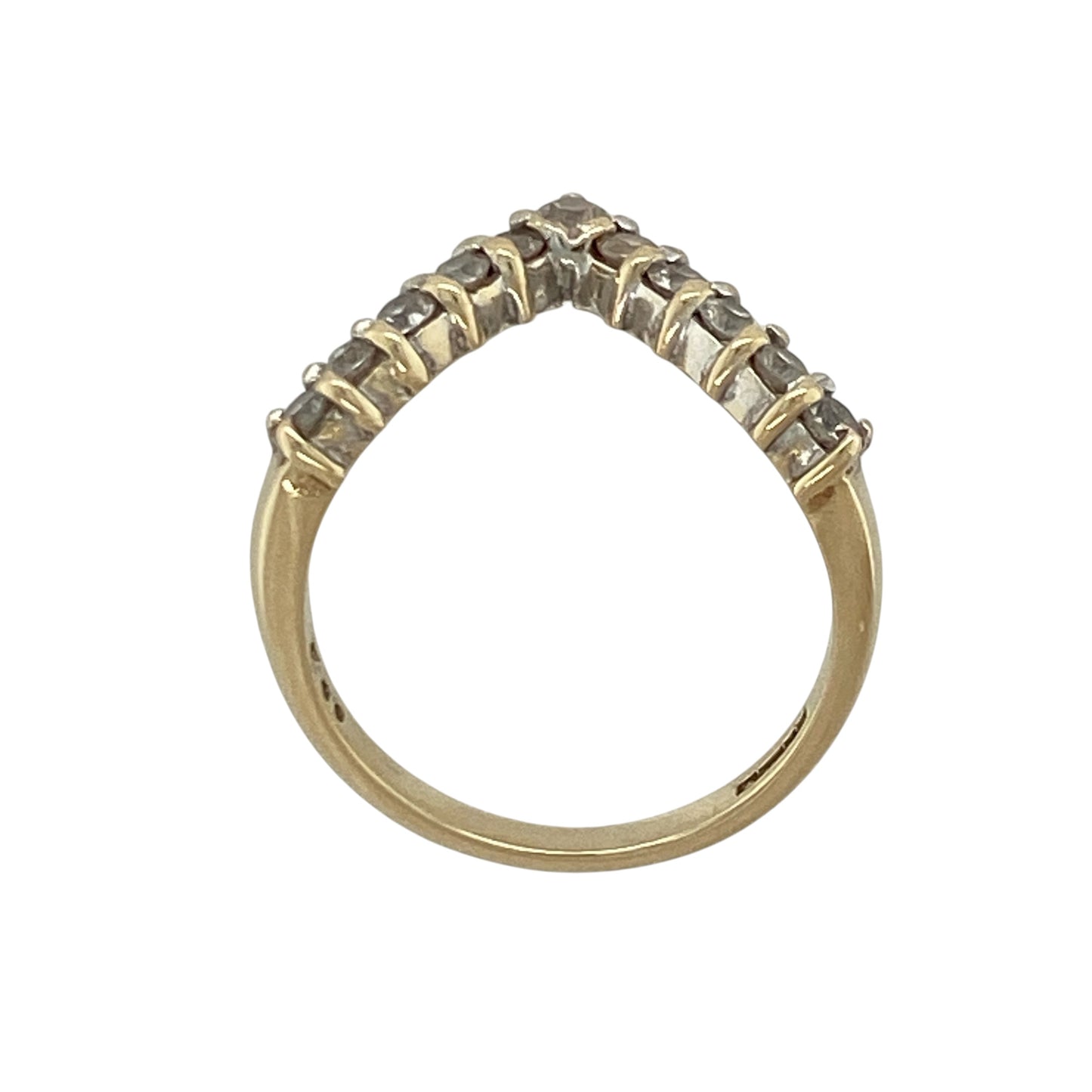 9ct Gold & Cubic Zirconia Wishbone Ring