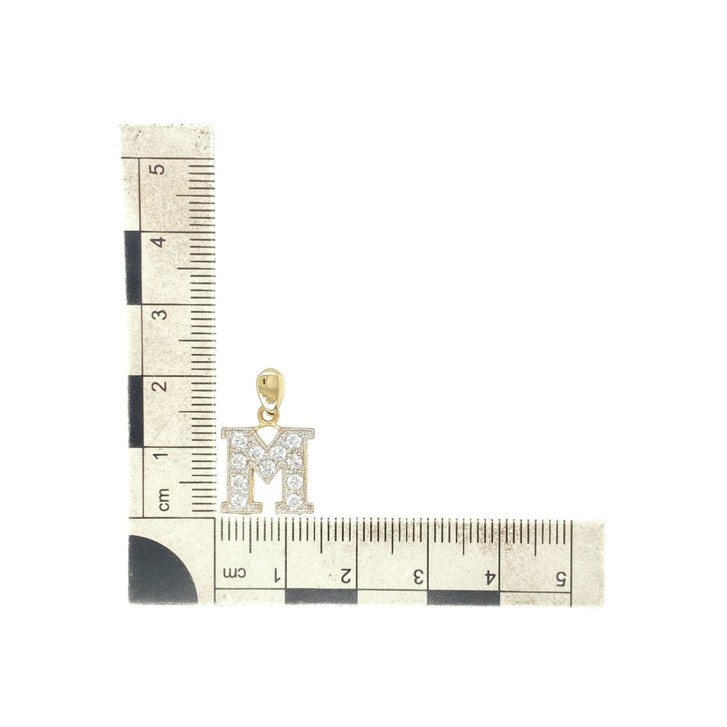9ct Gold & Cubic Zirconia Initial 'M' Pendant
