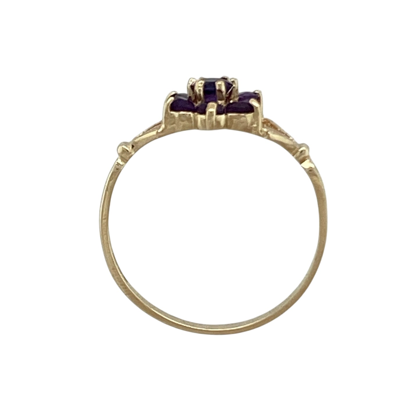 9ct Gold & Amethyst Flower Cluster Ring