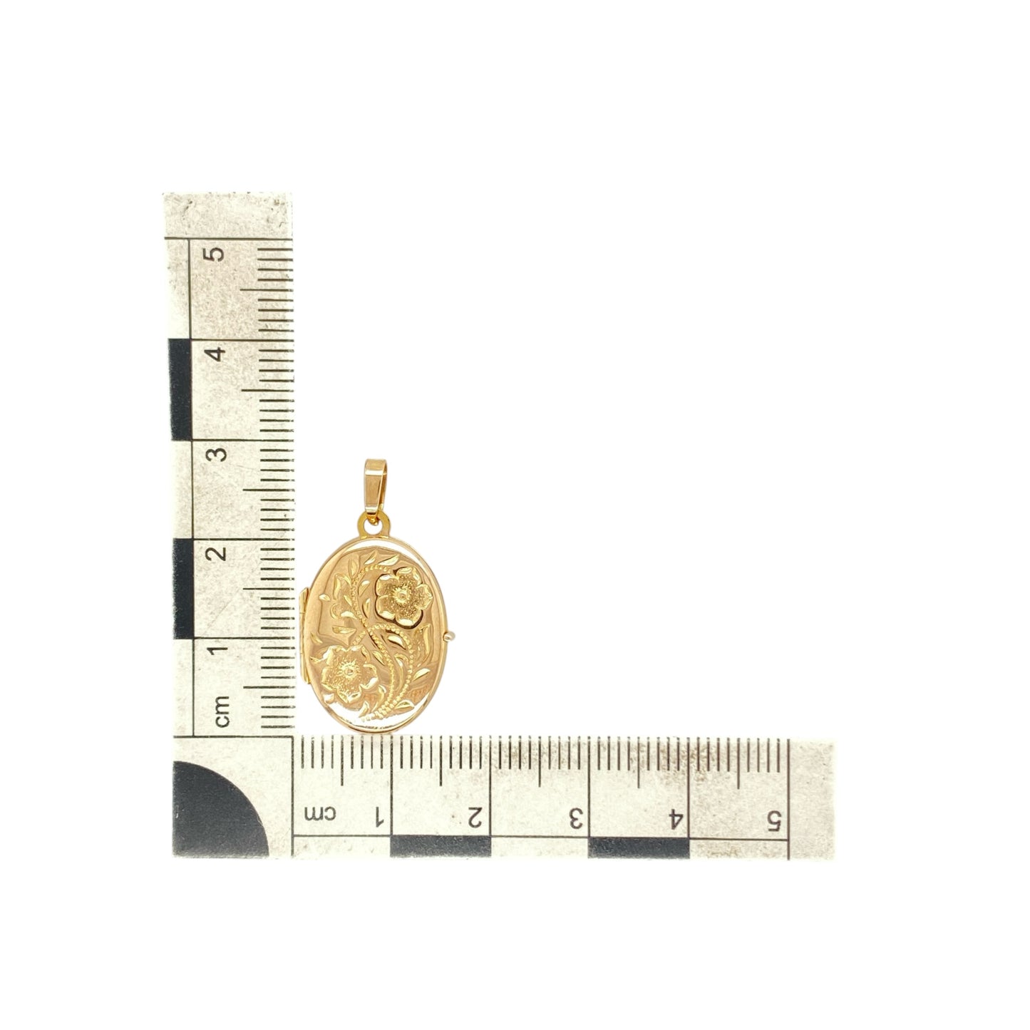9ct Gold Flower Patterned Oval Locket