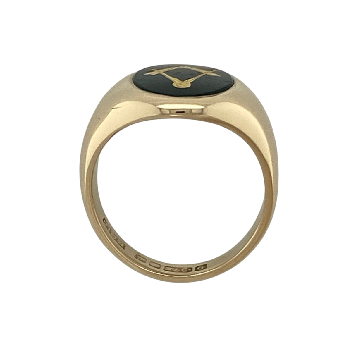 9ct Gold & Bloodstone Oval Masonic Signet Ring