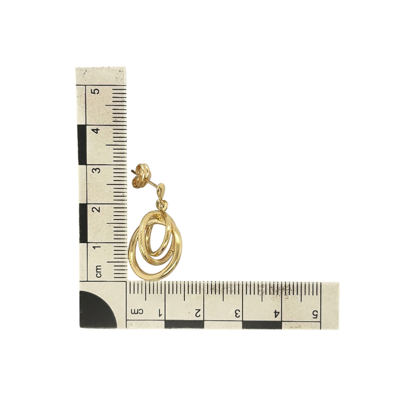 9ct Gold Three Hoop Drop Earrings