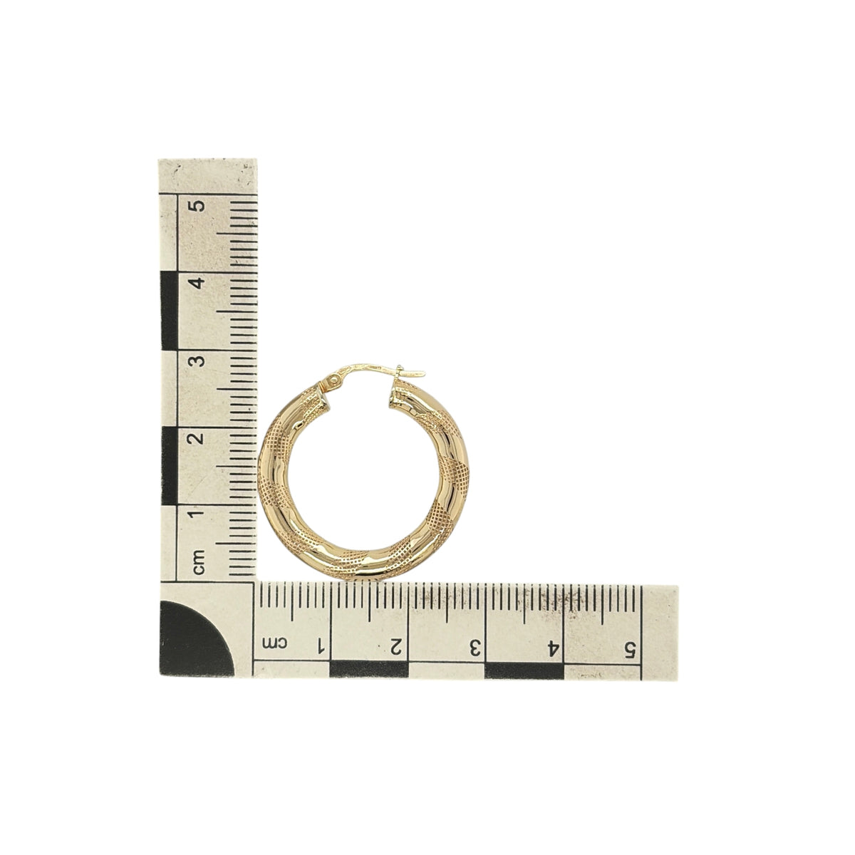 9ct Gold Striped Hoop Creole Earrings