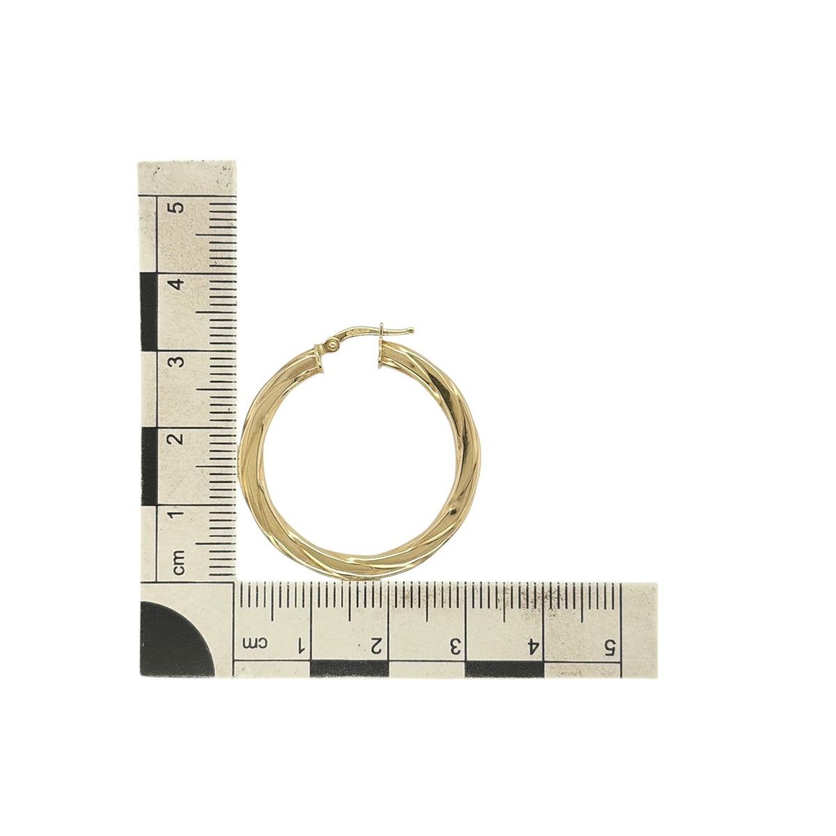 9ct Gold Twisted Flat Hoop Creole Earrings