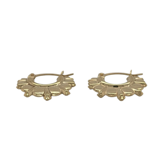 9ct Gold Victorian Style Spike Creole Earrings