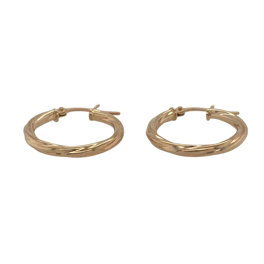 New 9ct Yellow Gold Twisted Hoop Creole Earrings with the weight 0.80 grams and approx 1.8cm diameter