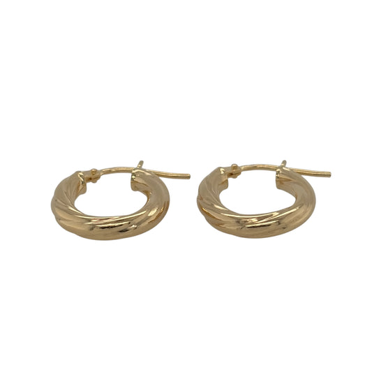 New 9ct Yellow Gold Twisted Oval Creole Earrings with the weight 1.10 grams and approx 1.7cm height