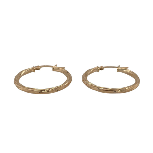 New 9ct Yellow Gold Twisted Hoop Creole Earrings with the weight 1 gram and approx 2.3cm diameter