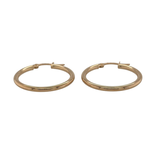 New 9ct Yellow Gold Plain Hoop Creole Earrings with the weight 1.70 grams and approx 2.3cm diameter