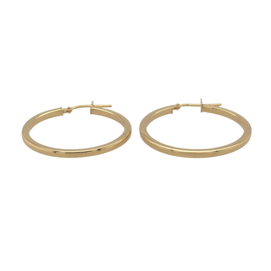 New 9ct Yellow Gold Plain Hoop Creole Earrings with the weight 1.70 grams and approx 2.8cm diameter