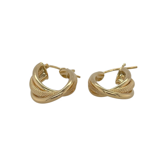 New 9ct Yellow Gold Three Strand Twist Oval Creole Earrings with the weight 2.10 grams and approx 2.7cm height