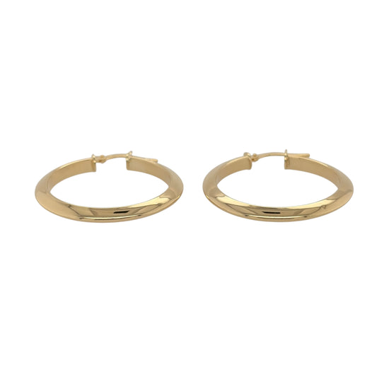 New 9ct Yellow Gold Plain Hoop Creole Earrings with the weight 2.10 grams and approx 2.7cm diameter