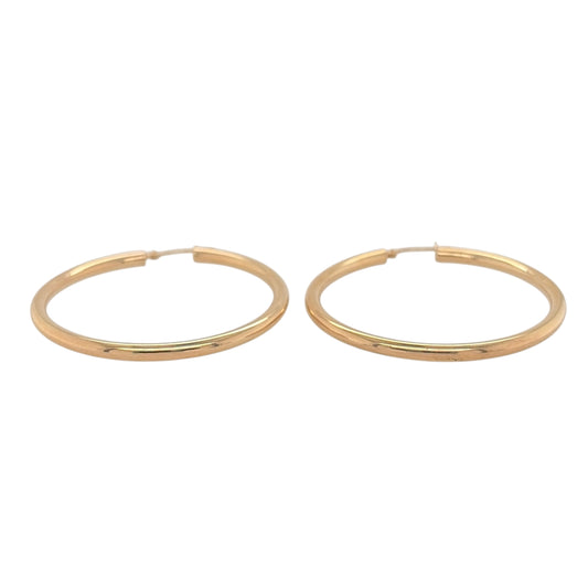 New 9ct Yellow Gold Plain Hoop Creole Earrings with the weight 2.70 grams and approx 4.5cm diameter
