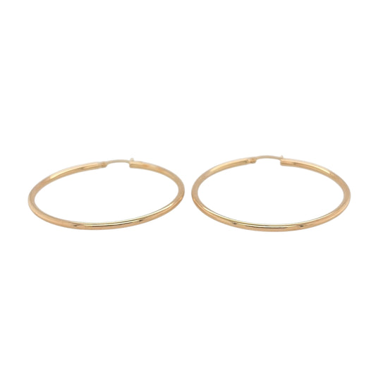 New 9ct Yellow Gold Plain Hoop Creole Earrings with the weight 3.30 grams and approx 4cm diameter