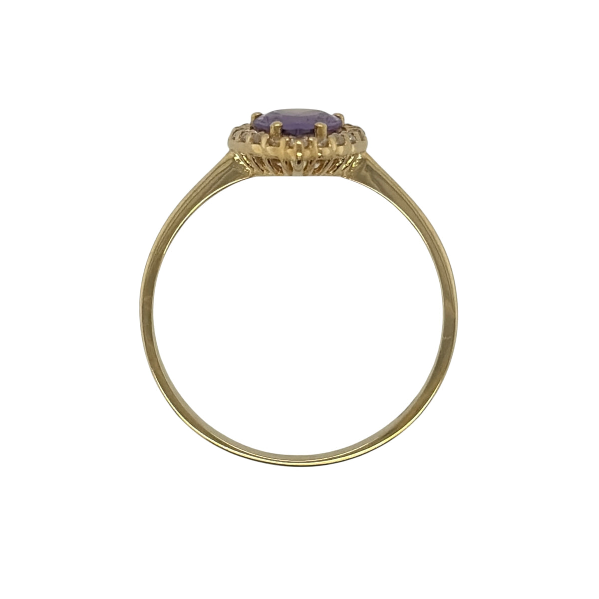 9ct Gold Amethyst & Cubic Zirconia Teardrop Cluster Ring