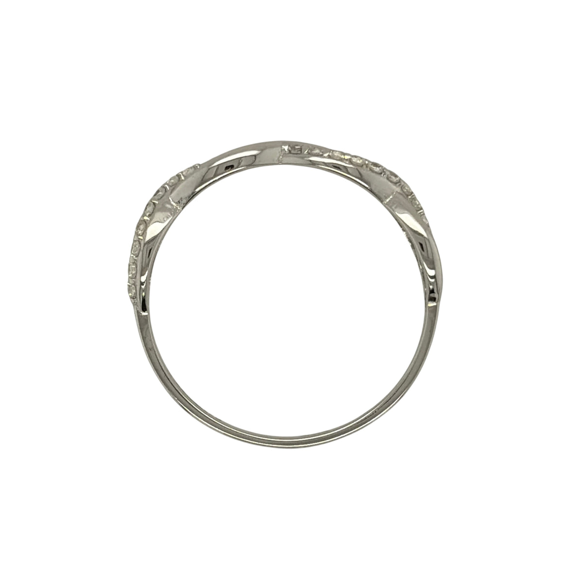 9ct White Gold & Cubic Zirconia Infinity Weave Band Ring