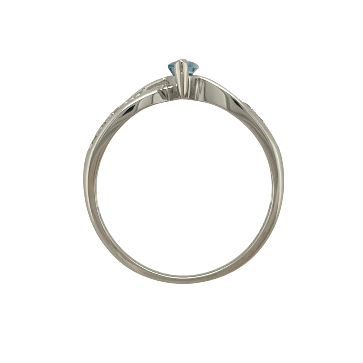 9ct White Gold Diamond & Blue Topaz Ring