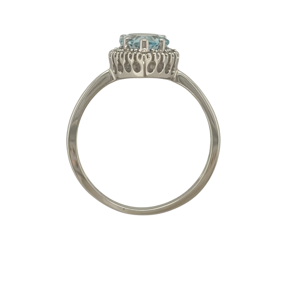 9ct White Gold Diamond & Blue Topaz Teardrop Ring