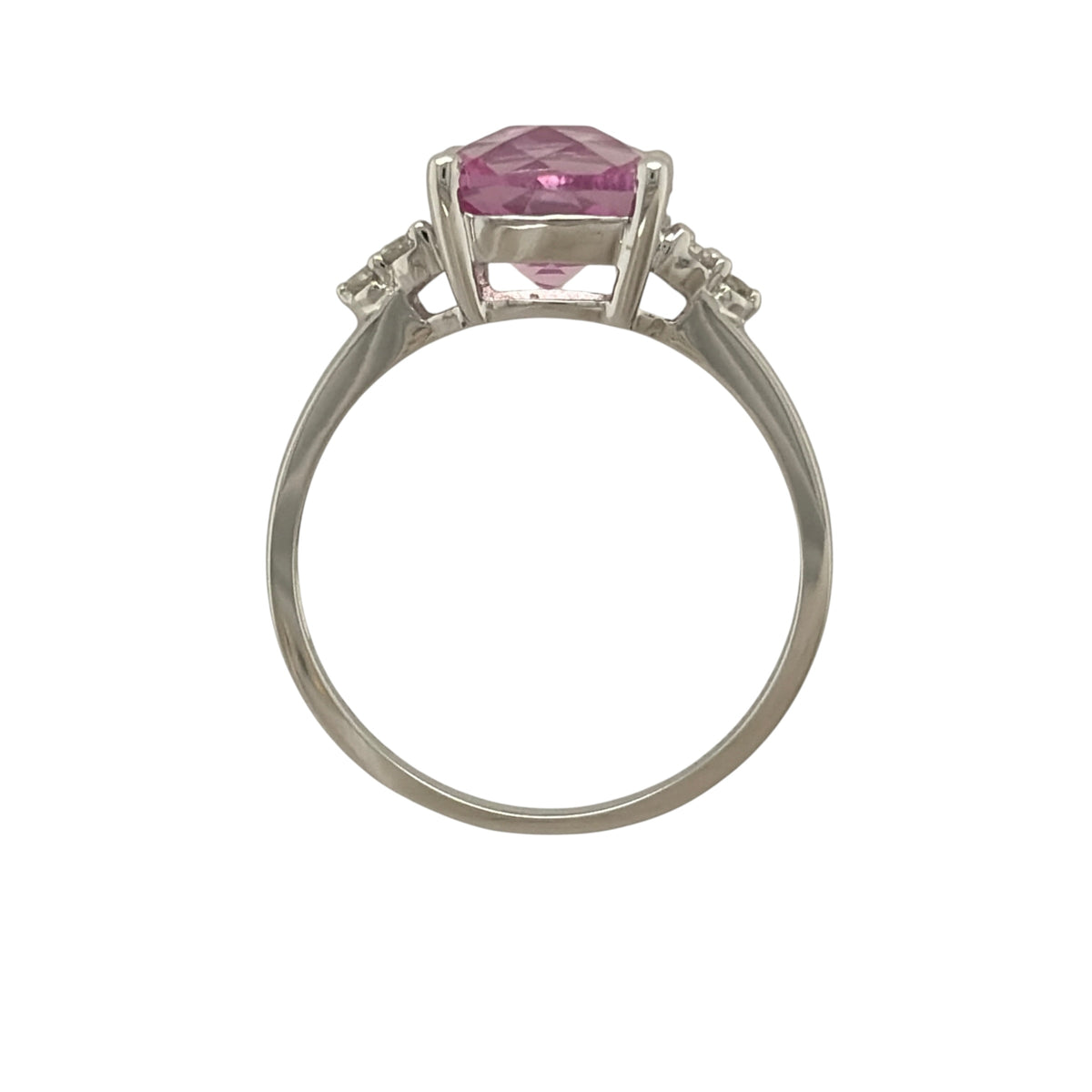 9ct White Gold Diamond & Pink Sapphire Ring