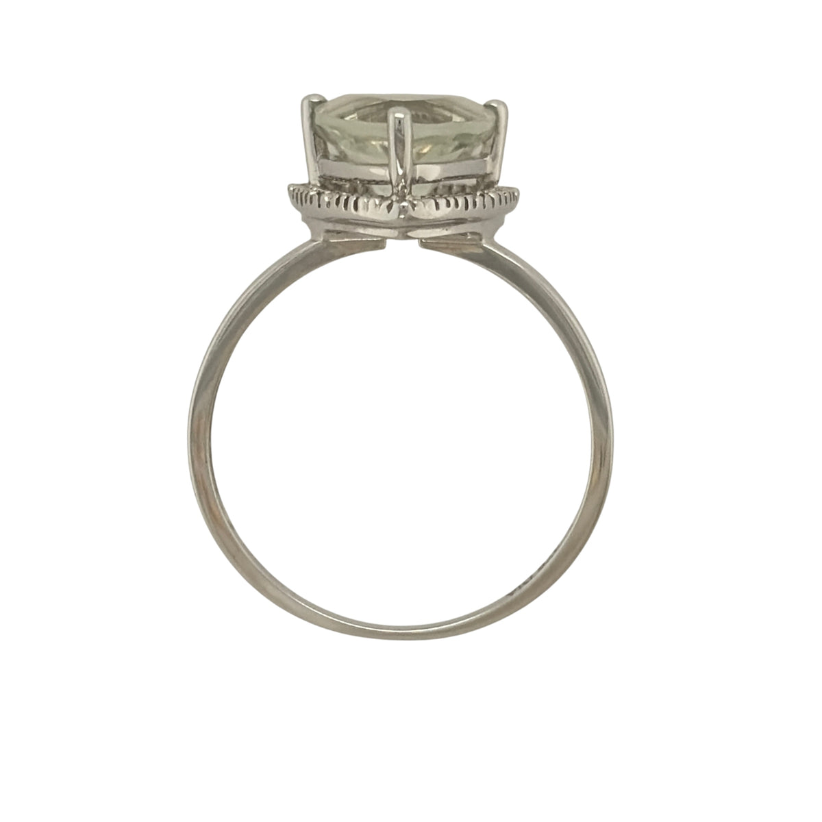 9ct White Gold Diamond & Green Amethyst Ring