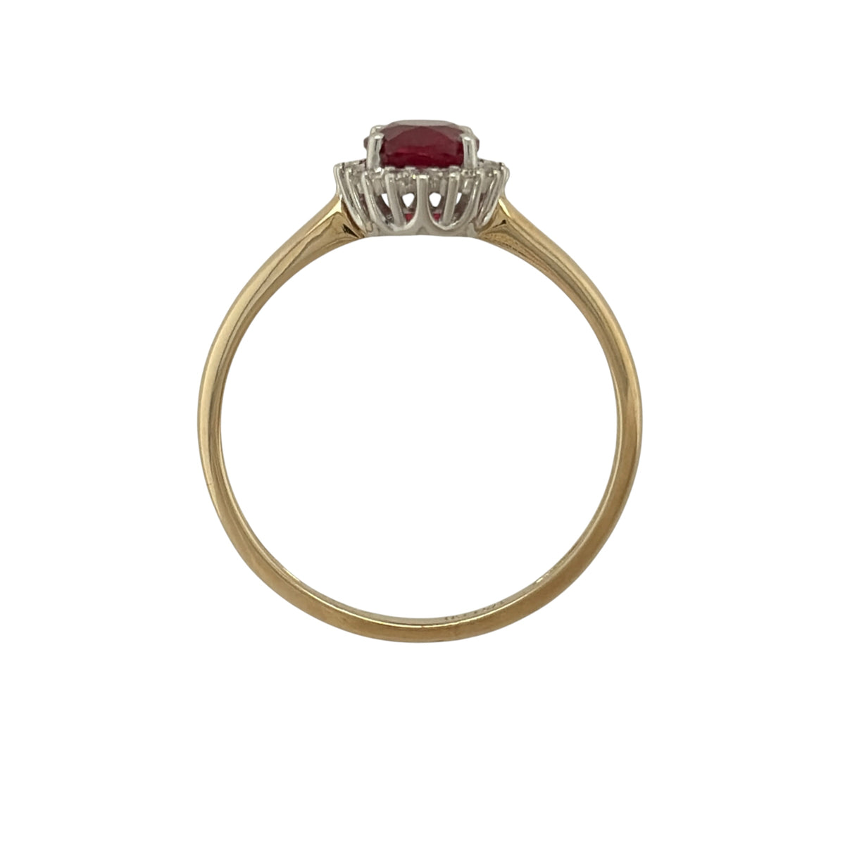 9ct Gold Lab Diamond & Ruby Cluster Ring