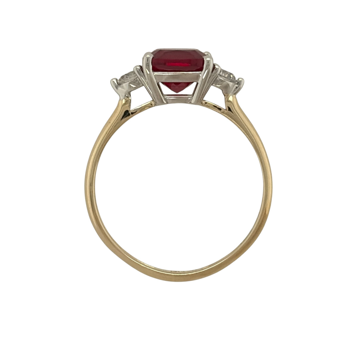 9ct Gold Lab Diamond & Ruby Trilogy Ring