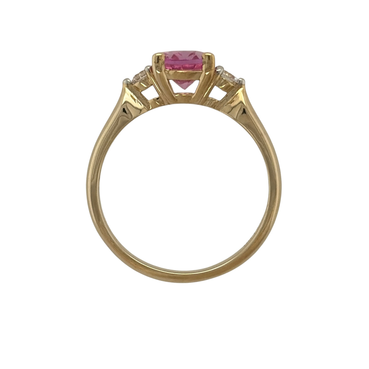 9ct Gold Lab Diamond & Pink Sapphire Trilogy Ring