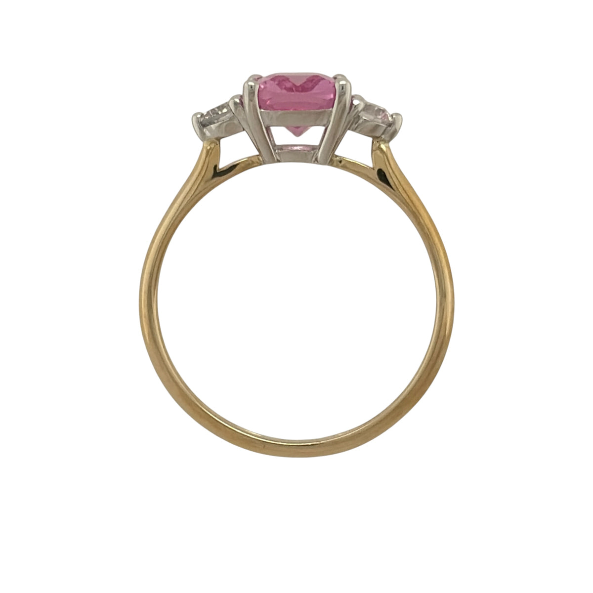 9ct Gold Lab Diamond & Pink Sapphire Trilogy Ring