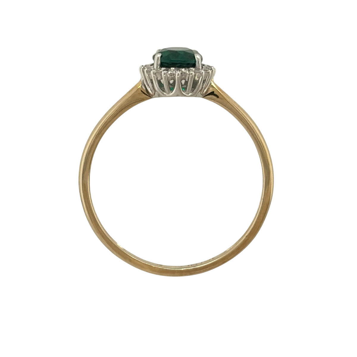 9ct Gold Lab Diamond & Emerald Cluster Ring
