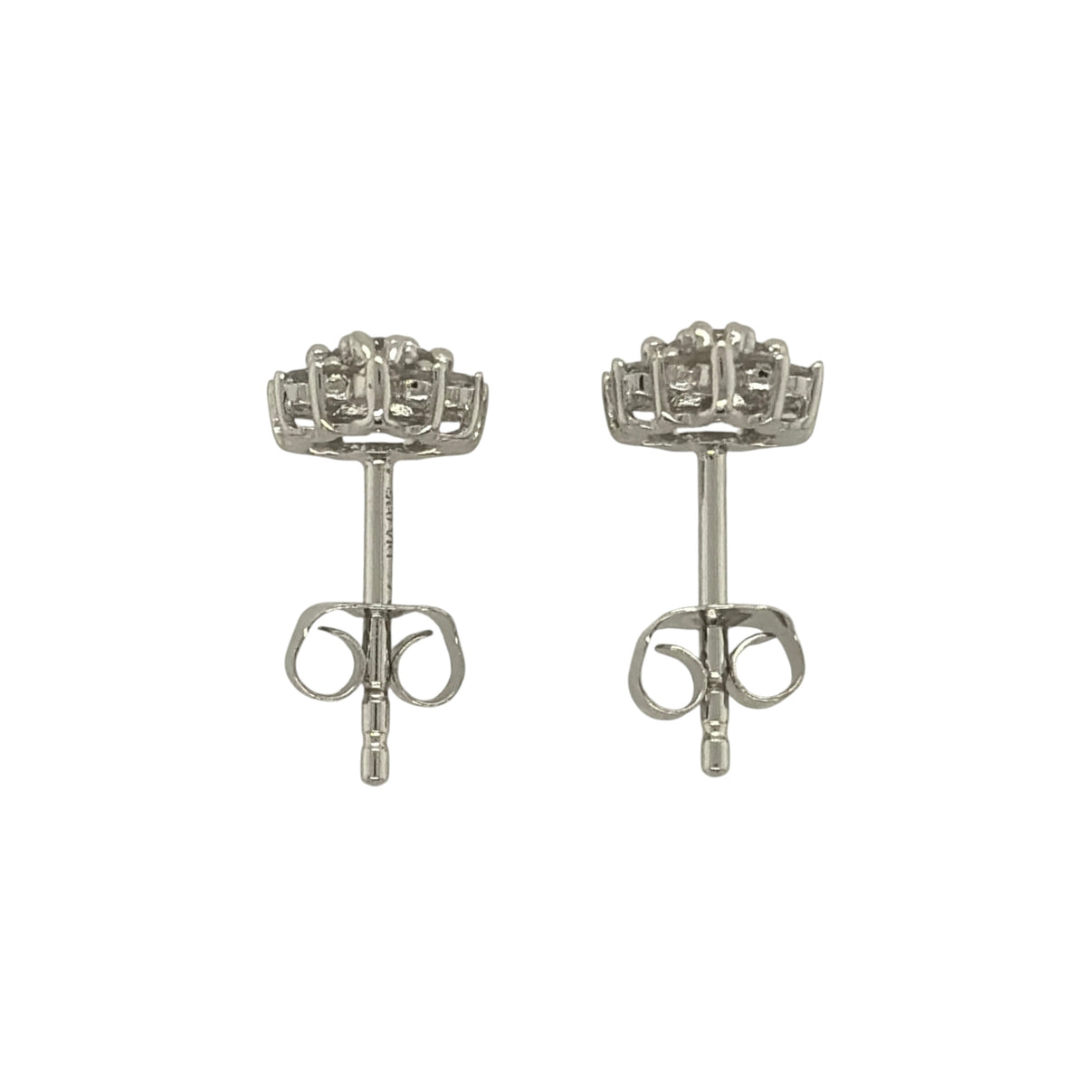 9ct White Gold & Diamond Cluster Stud Earrings