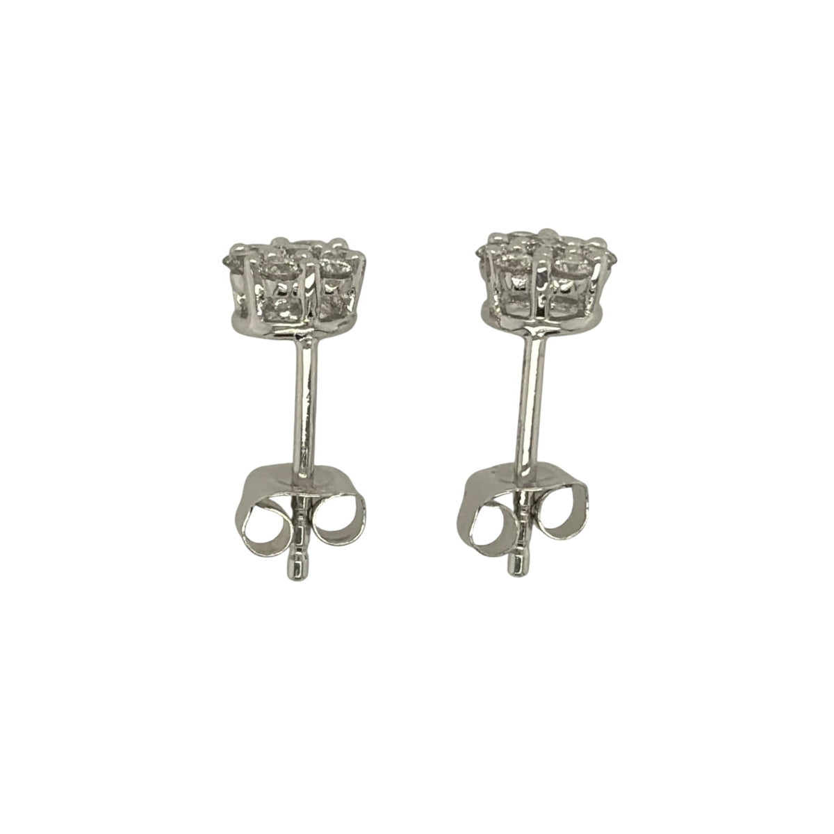 9ct White Gold & Diamond Cluster Stud Earrings