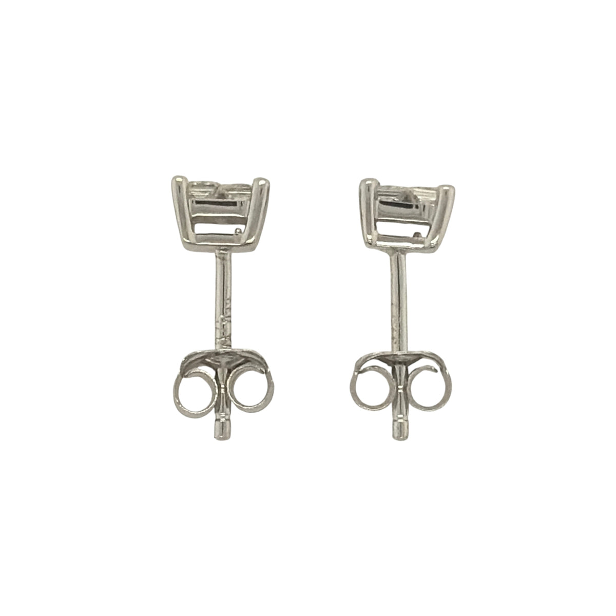 9ct White Gold & Diamond Princess Cut Solitaire Stud Earrings