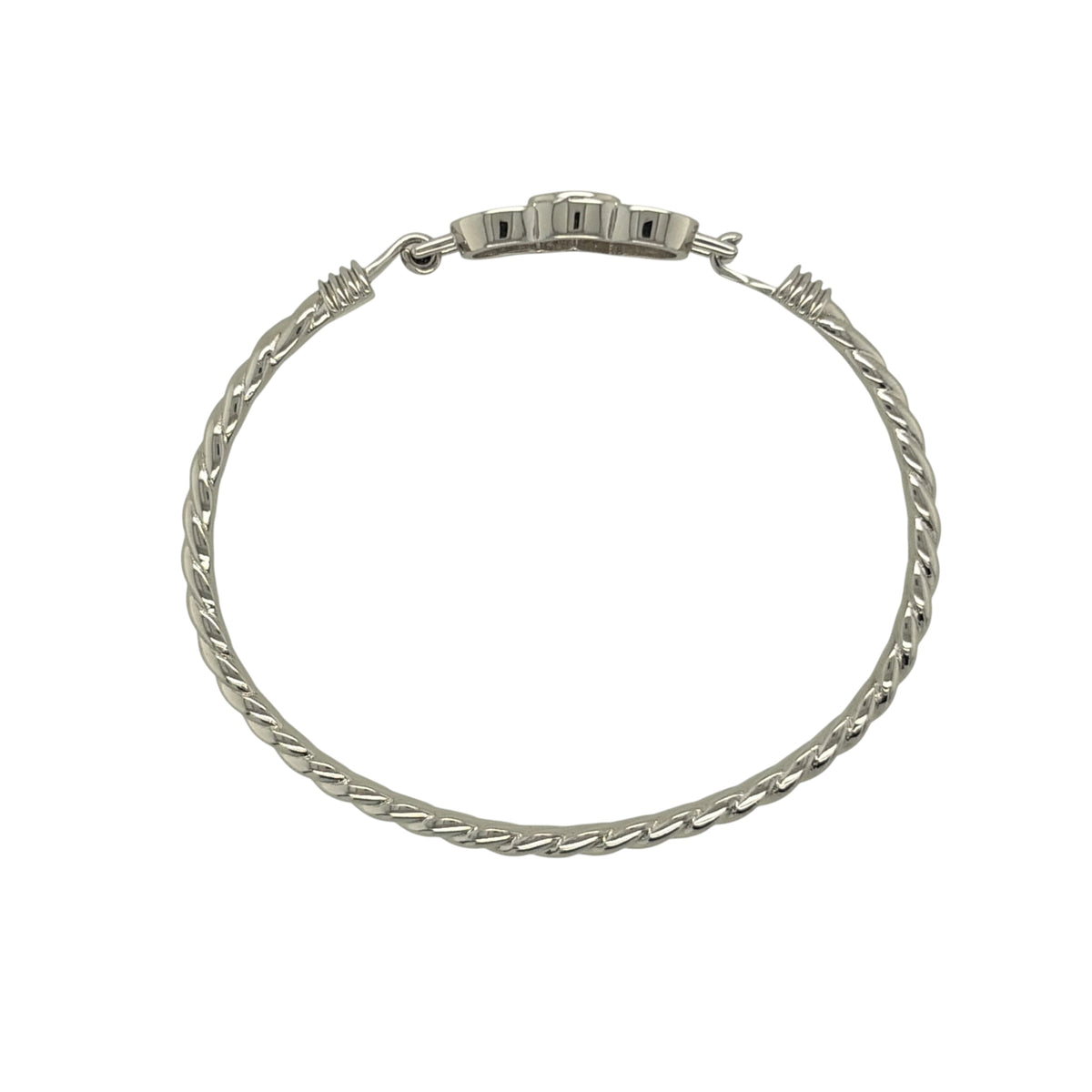New 925 Silver & Pink Cubic Zirconia Set Children's Double Heart Bangle