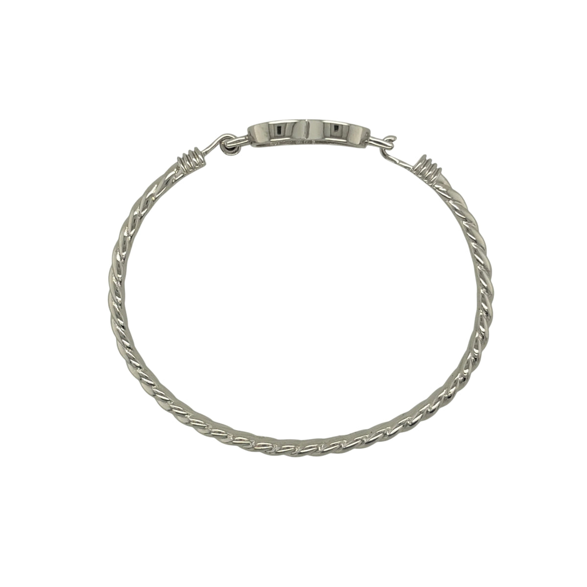 New 925 Silver & Pink Cubic Zirconia Set Children's Open Heart Bangle