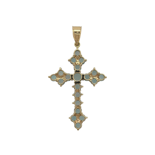 This pre-owned 9ct yellow gold blue stone set cross pendant is a distinctive design, featuring colourful blue stone detailing across a traditional cross shape.
Design: Featuring a classic cross design set with blue stones, this pendant is finished in warm 9ct yellow gold for a bold and colourful appearance.
Material: Made from 9-carat yellow gold.
Gemstone Detail: Set with multiple blue stones across the cross design.
Pendant Detail: The pendant measures approximately 41mm by 22mm including the bail.
