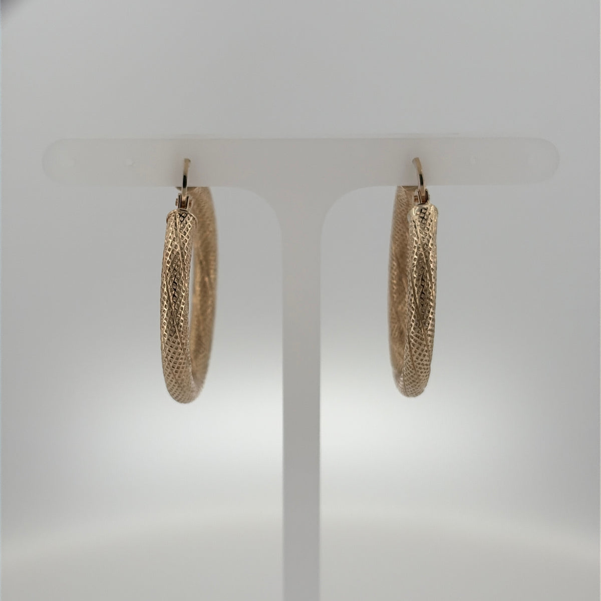 9ct Gold Textured Twist Hoop Creole Earrings
